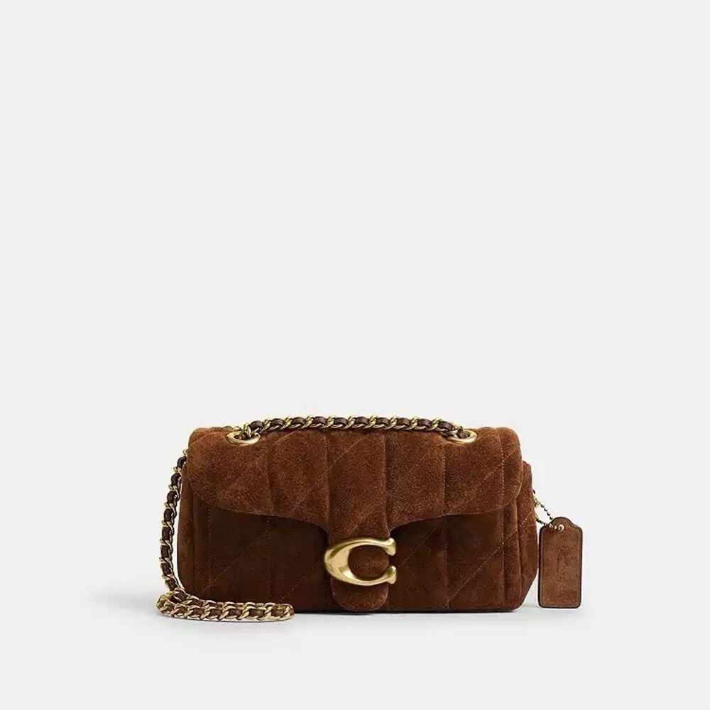 NWT Coach Tabby Shoulder Bag 20 With Quilting In Suede CCK48 B4/WARM BROWN - Picture 7 of 10